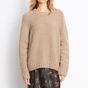 Vince Saddle Sleeve Pullover Boucle Sweater Soil (Tan) Wool Sz XS